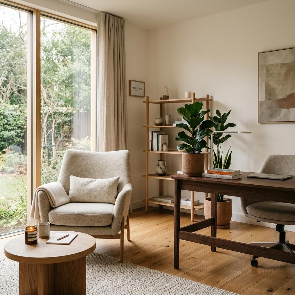 Therapist in a calm consulting room